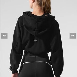 ALO Yoga Black Sweet Escape Zip Up Crop Hoodie